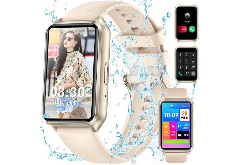 ibettertec Smartwatch Damen Herren, Fitness Tracker Uhr mit Anruffunktion, Smartwatch (Fitnessuhr mit Telefonfunktion AMOLED-Display mit 368*448 Pixel,350mAh,120+ Sportmodi,IP68 Wasserdicht/Blutsauerstoff/Aktivitätstracker für Android/iOS, Smartwatch Fitness Tracker Uhr, IP68 Wasserdicht, Uhren Watch für Android IOS, Fitnessuhr Tracker mit Pulsmesser Schrittzähler Schlafmonitor Aktivitätstracker cm) von ibettertec