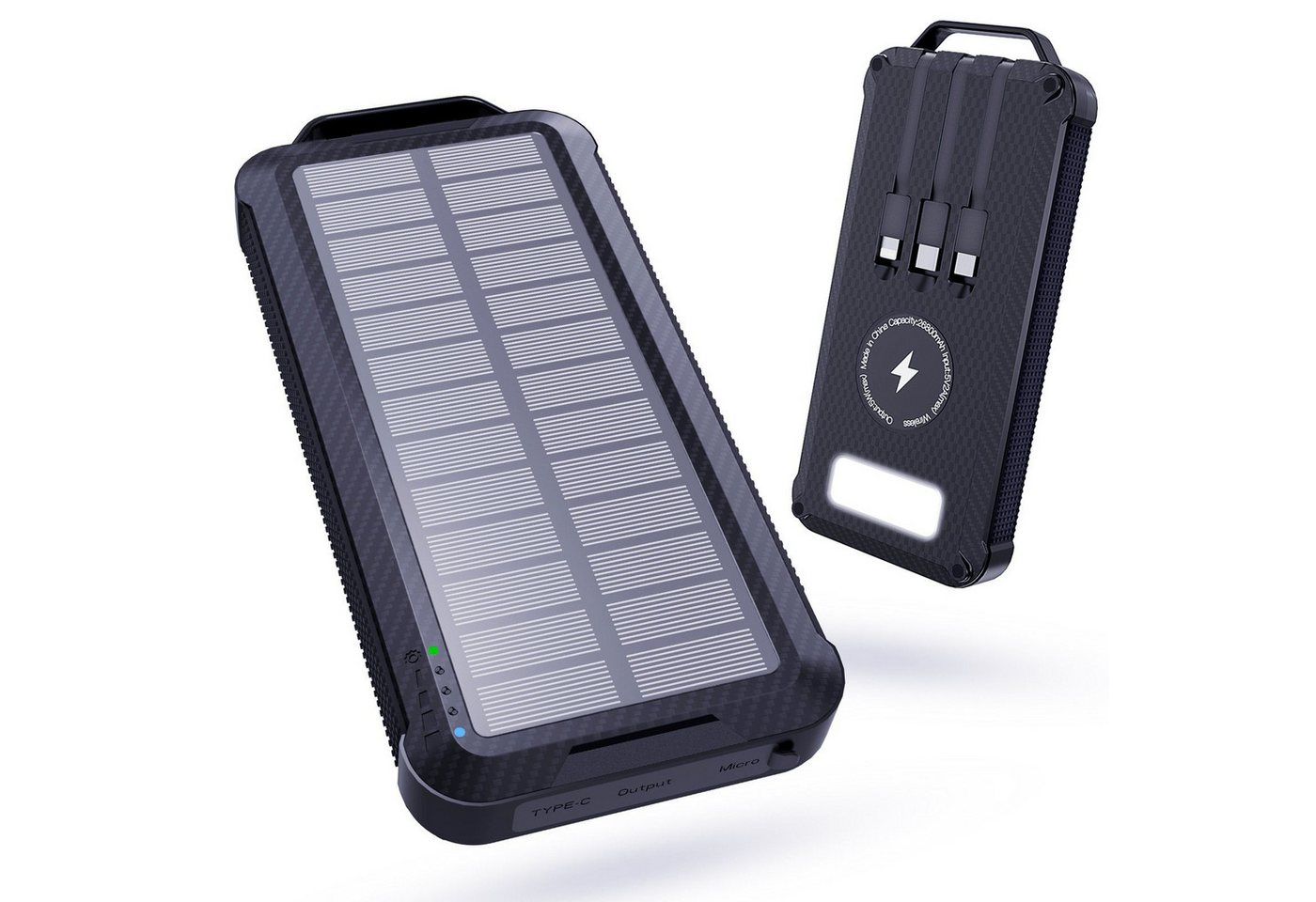 iceagle Solar Powerbank Wireless Solar Ladegerät mit LED-Licht, 4 Outputs Powerbank 26800 mAh von iceagle
