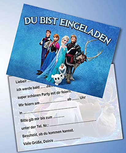Einladungskarten 10er Set + 10 Umschläge Kindergeburtstag kompatibel mit Frozen Die Eiskönigin, Format DIN A6 (Postkarte 148 x 105 mm), 0012 von ich