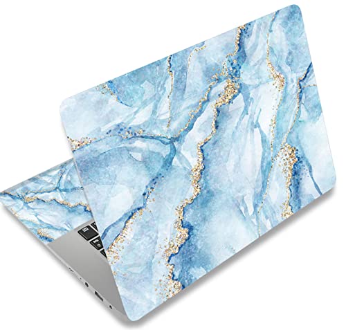 icolor Laptop Skin Aufkleber Folie Cover Vinyl Aufkleber für 13" 13,3" 14" 15" 15,4" 15,6 Zoll Notebook Schutzfolien Laptop Selbstklebend Kunst Dekorative Aufkleber Schutzhülle (Blau-weißer Marmor) von icolor