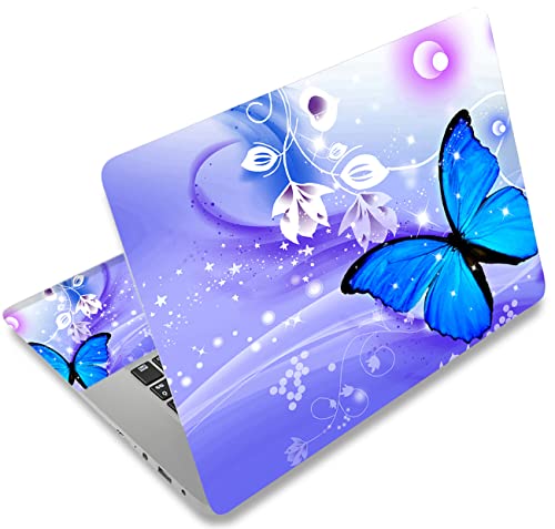icolor Laptop Skin Aufkleber Folie Cover Vinyl Aufkleber für 13" 13,3" 14" 15" 15,4" 15,6 Zoll Notebook Schutzfolien Laptop Selbstklebend Kunst Dekorative Aufkleber Schutzhülle (Blauer Schmetterling) von icolor