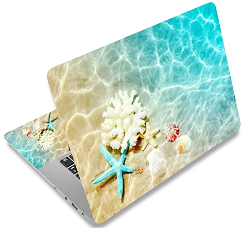 icolor Laptop Skin Aufkleber Folie Cover Vinyl Aufkleber für 13" 13,3" 14" 15" 15,4" 15,6 Zoll Notebook Schutzfolien Laptop Selbstklebend Kunst Dekorative Aufkleber Schutzhülle (Seestern) von icolor