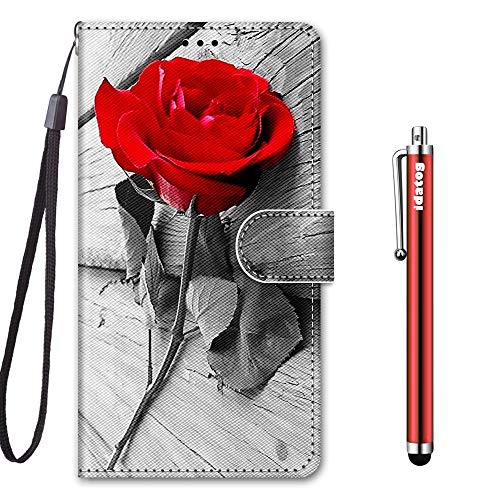 idatog Kompatibel mit Redmi 5 Hülle, PU Leder Flip Klappbar Lederhülle Schutzhülle des Bunt Muster Wallet Cover Flip Case Handyhülle mit Magnetverschluss Kartenfach Tasche Etui (Rose) von idatog