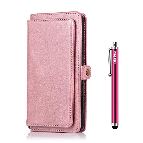 idatog Kompatibel mit Samsung Galaxy A50 hülle, Ledertasche Leder Wallet Folio Case Handyhülle [Abnehmbare 2-in-1-Brieftasche] mit 5 Kartenfächer Magnetische Geldbörse Schutzhülle (Roségold) von idatog