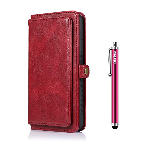 idatog Kompatibel mit Samsung Galaxy Note 9 hülle, Ledertasche Leder Wallet Folio Case Handyhülle [Abnehmbare 2-in-1-Brieftasche] mit 5 Kartenfächer Magnetische Geldbörse Schutzhülle (Rot) von idatog