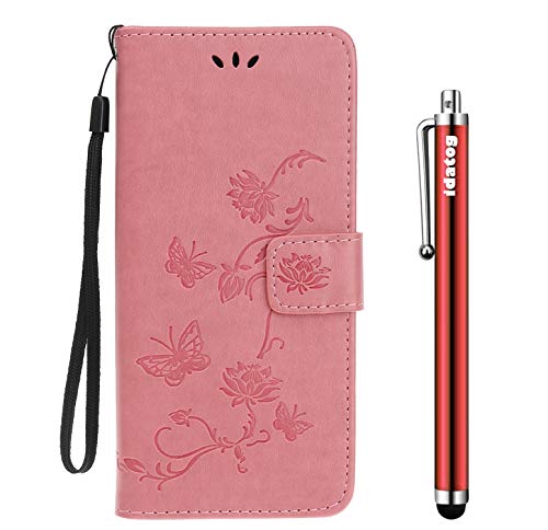 idatog Kompatible mit OnePlus Nord N100 Hülle, Handyhülle im Brieftasche-Stil, [Lotus Print] Handytasche PU Leder Flip Cover Bunte Muster Book Case Schutzhülle für OnePlus Nord N100 (Rosa) von idatog