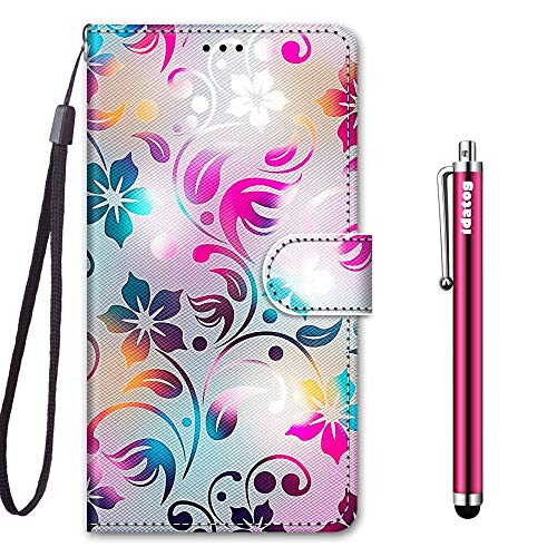 idatog für Huawei Honor 8X Hülle, PU Leder Flip Klappbar Lederhülle Schutzhülle des Bunt Muster Wallet Cover Flip Case Handyhülle mit Magnetverschluss Kartenfach Tasche Etui (Blume) von idatog