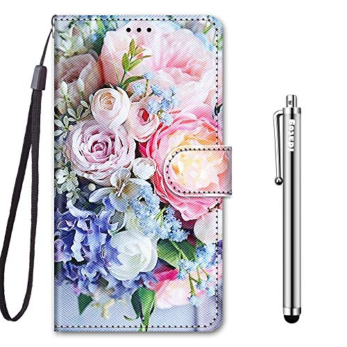 idatog für Huawei Honor 8X Hülle, PU Leder Flip Klappbar Lederhülle Schutzhülle des Bunt Muster Wallet Cover Flip Case Handyhülle mit Magnetverschluss Kartenfach Tasche Etui (Blume 3) von idatog