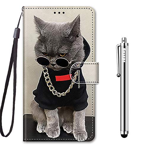 idatog für Huawei P30 Lite Hülle, PU Leder Flip Klappbar Lederhülle Schutzhülle des Bunt Muster Wallet Cover Flip Case Handyhülle mit Magnetverschluss Kartenfach Tasche Etui (Katze 3) von idatog