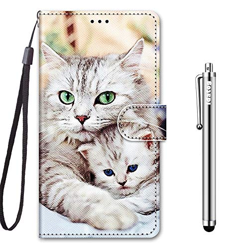 idatog für Huawei Y5 2018 / Honor 7S Hülle, PU Leder Flip Lederhülle Schutzhülle des Bunt Muster Wallet Cover Flip Case Handyhülle mit Magnetverschluss Kartenfach Tasche Etui (Katze 2) von idatog