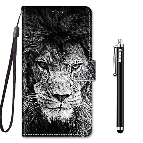 idatog für Samsung Galaxy A6 2018 Hülle, PU Leder Flip Lederhülle Schutzhülle des Bunt Muster Wallet Cover Flip Case Handyhülle mit Magnetverschluss Kartenfach Tasche Etui (Löwe) von idatog