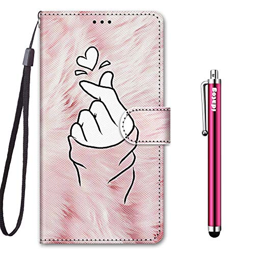 idatog für Samsung Galaxy A9 2018 / A9S Hülle, PU Leder Flip Lederhülle Schutzhülle des Bunt Muster Wallet Cover Flip Case Handyhülle mit Magnetverschluss Kartenfach Tasche Etui (Liebe) von idatog