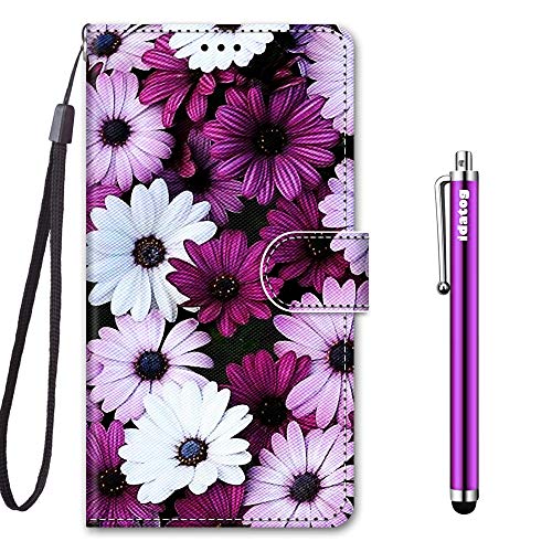 idatog für Samsung Galaxy S21 Ultra 5G Hülle, PU Leder Flip Lederhülle Schutzhülle des Bunt Muster Wallet Cover Flip Case Handyhülle mit Magnetverschluss Kartenfach Tasche Etui (Blume 2) von idatog