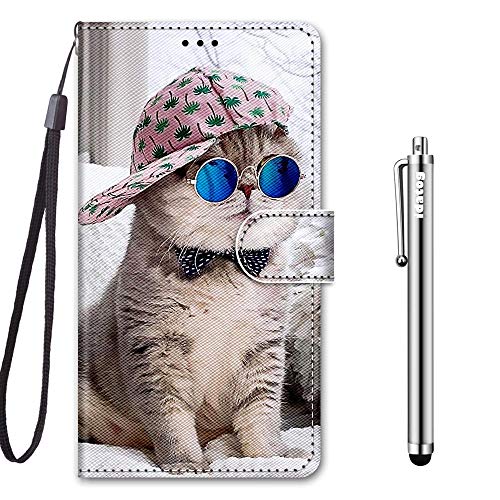 idatog für iPhone 11 (6,1 Zoll) Hülle, PU Leder Flip Lederhülle Schutzhülle des Bunt Muster Wallet Cover Flip Case Handyhülle mit Magnetverschluss Kartenfach Tasche Etui (Katze 5) von idatog