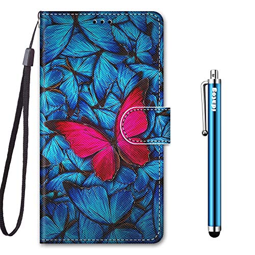 idatog für iPhone 13 Mini Hülle (5,4 Zoll), PU Leder Flip Klappbar Lederhülle Schutzhülle des Bunt Muster Wallet Cover Flip Case Handyhülle mit Magnetverschluss Kartenfach Tasche Etui (Schmetterling) von idatog