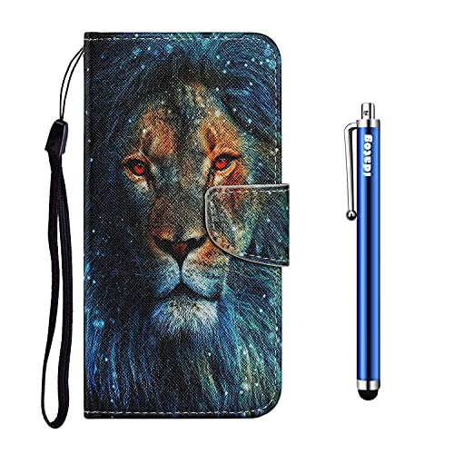 idatog für iPhone 6S / iPhone 6 (4,7 Zoll) Hülle, PU Leder Flip Klappbar Schutzhülle des Bunt Muster Wallet Cover Flip Case Handyhülle mit Kreditkartenfächern Ständer Tasche Etui (Löwe) von idatog