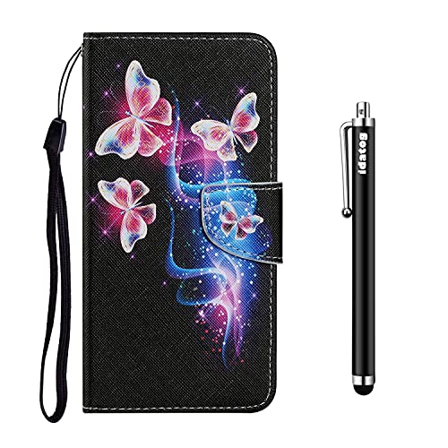 idatog für iPhone 8 Plus / 7 Plus (5,5 Zoll) Hülle, PU Leder Flip Klappbar Schutzhülle des Bunt Muster Wallet Cover Flip Case Handyhülle mit Kreditkartenfächern Ständer Tasche Etui (Schmetterling 4) von idatog