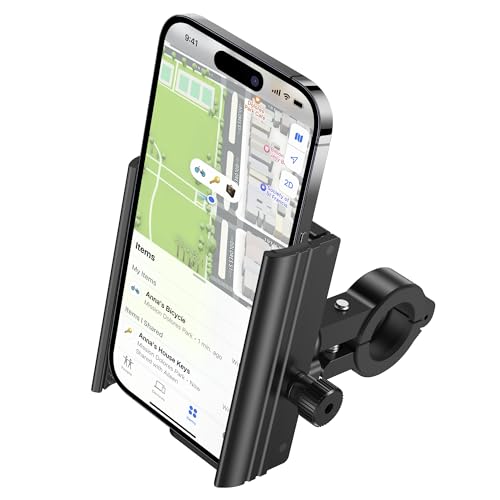 idoove Ubike GPS Tracker Fahrrad Handyhalterung Kompatibel mit Apple Find My (nur iOS), Lost Modus, Keine Monatliche Gebühr, Anti-Diebstahl GPS Tracker, Motorrad Lenkerklemme für iPhone von idoove