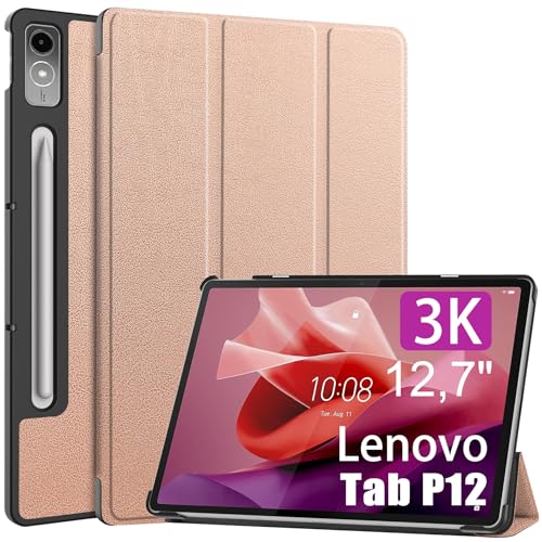 Premium Leder Smart Case für Lenovo Tab P12 Android 13 12,7 Zoll in 2023 veröffentlicht TB370FU Roségold Premium Leder Smart Case für Lenovo Tab P12 Android 13 12,7 Zoll in 2023 veröffentlicht TB370FU Roségold von idudao