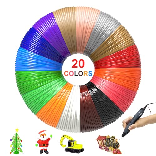 3D Stift Filament PLA, 20 Farben, 1,75mm, 3D Pen Filament je 5M, 3D Stift Nachfüller für Kinder insgesamt 100 Meter, 3D Stift Farben Set für ODRVM, Tecboss, Lovebay, 3D Stift and 3D Druck Stift von idudu