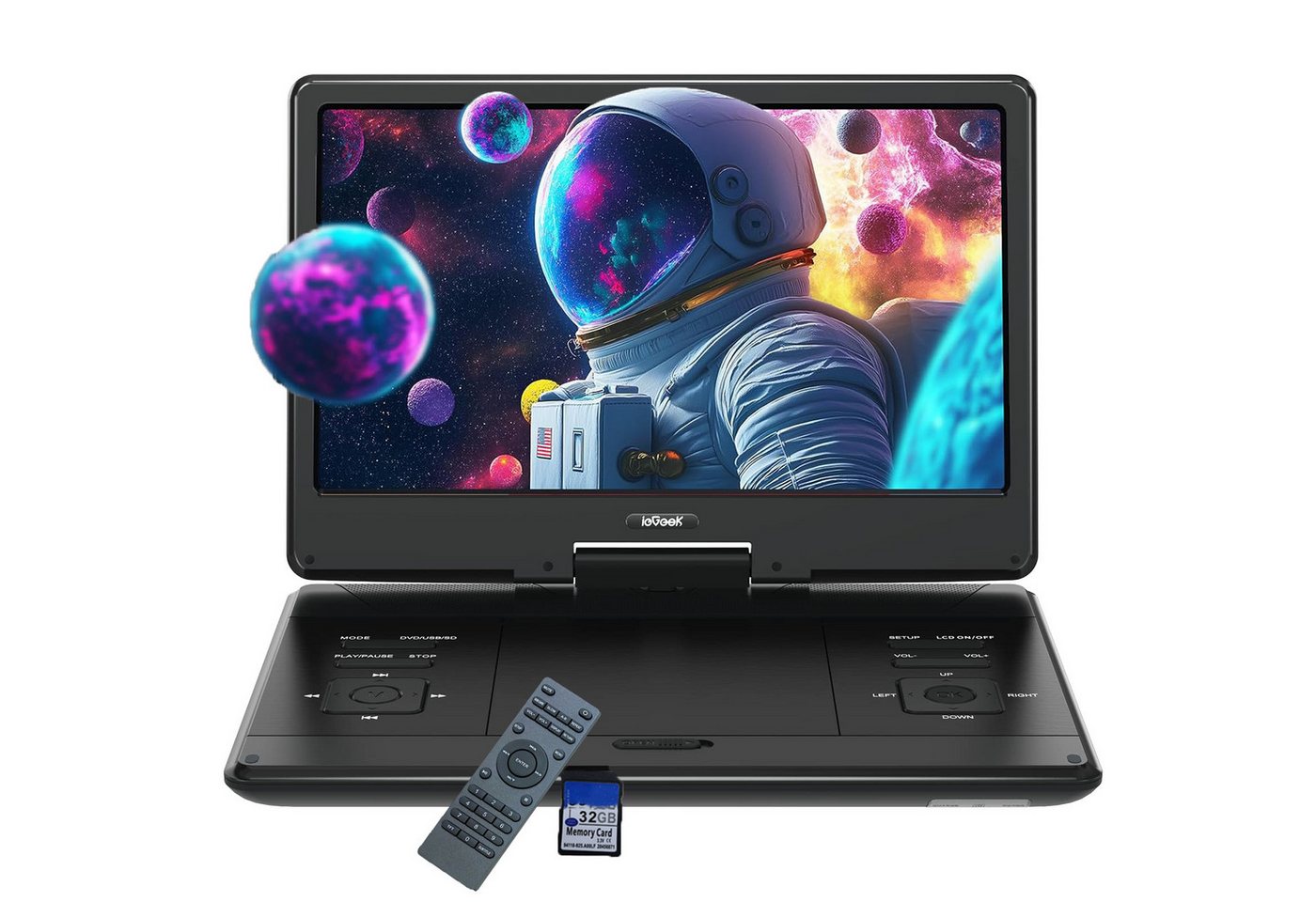 ieGeek 15,7" Tragbarer DVD-Player mit 14,0" HD-Schwenkdisplay DVD-Player (HD 1280*800, 6h Akkulaufzeit, Zonenfrei,Stereo-Lautsprecher, Antischock & Speicherfunktion, Unterstützt USB/SD-Karte/Sync-TV/Projektor-Bildschirm) ieGeek 15,7" Tragbarer DVD-Player mit 14,0" HD-Schwenkdisplay DVD-Player (HD 1280*800, 6h Akkulaufzeit, Zonenfrei,Stereo-Lautsprecher, Antischock & Speicherfunktion, Unterstützt USB/SD-Karte/Sync-TV/Projektor-Bildschirm) von ieGeek