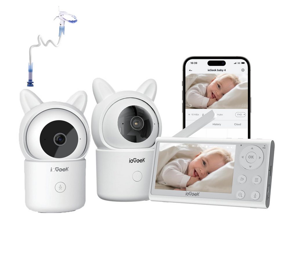 ieGeek Video-Babyphone Babyphone mit 2 Kameras 4.3 Zoll, 1080P Video Babyphone mit Halterung, PTZ 355°, Automatische Verfolgung, Bewegungs/Geräuscherkennung, Temperaturanzeige,Mobile App Steuerung,940-nm-IR-Automatiklichtern, 4×Zoom,1000 Fuß Reichweite,Alarmzone ieGeek Video-Babyphone Babyphone mit 2 Kameras 4.3 Zoll, 1080P Video Babyphone mit Halterung, PTZ 355°, Automatische Verfolgung, Bewegungs/Geräuscherkennung, Temperaturanzeige,Mobile App Steuerung,940-nm-IR-Automatiklichtern, 4×Zoom,1000 Fuß Reichweite,Alarmzone von ieGeek