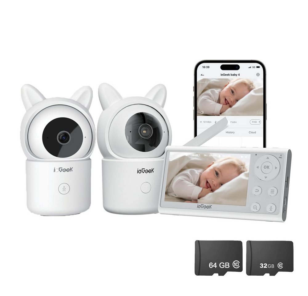 ieGeek Video-Babyphone Babyphone mit 2 Kameras App 1080P/4,3 Zoll WLAN Video Babyfon PTZ 355°, 4×Zoom,Automatische Verfolgung, Bewegungs/Geräuscherkennung, Temperaturanzeige,Mobile App Steuerung, 940-nm-IR-Automatiklichtern, Intelligente Pflege Erkennung und Alarmzone ieGeek Video-Babyphone Babyphone mit 2 Kameras App 1080P/4,3 Zoll WLAN Video Babyfon PTZ 355°, 4×Zoom,Automatische Verfolgung, Bewegungs/Geräuscherkennung, Temperaturanzeige,Mobile App Steuerung, 940-nm-IR-Automatiklichtern, Intelligente Pflege Erkennung und Alarmzone von ieGeek