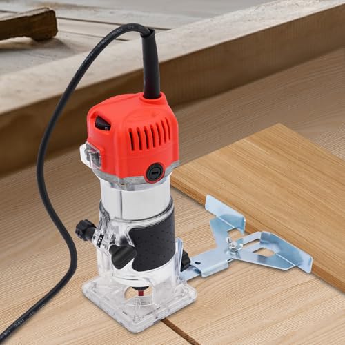 Eliofaneia Holzfräse Oberfräse 800W, Kompaktes Holz Router Werkzeug 30000r/min, Elektrischer Trimmer Holz Router Bohrer-Durchmesser 6.35mm, mit 15 Fräser-Spannzangen von ieLsngai