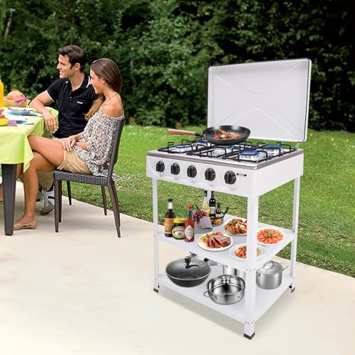 Tragbarer Gasherd 5 Flammen, Gaskochfeld mit Rutschfester Halterung, Freistehender Gaskocher, Erdgasherd Outdoor Campingherd Garten BBQ Grillherd 2.5KW Tragbarer Gasherd 5 Flammen, Gaskochfeld mit Rutschfester Halterung, Freistehender Gaskocher, Erdgasherd Outdoor Campingherd Garten BBQ Grillherd 2.5KW von ieLsngai