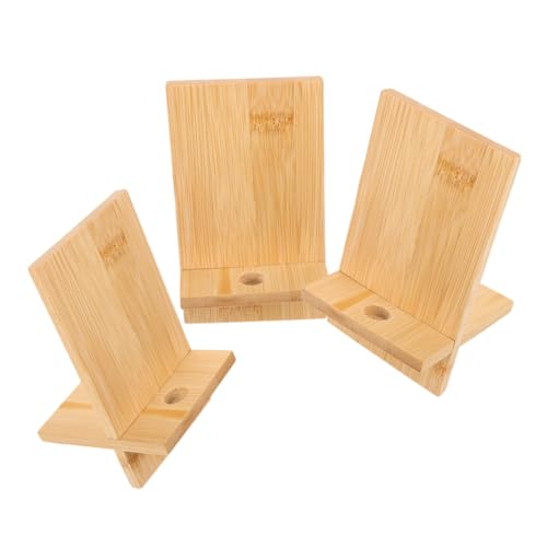 ifundom 3 Stück Handyhalter aus Holz Handyständer aus Holz Bambus Telefonständer handyständer für den Schreibtisch Telefonständerhalter aus Bambus Holzständer Hölzern Beige von ifundom