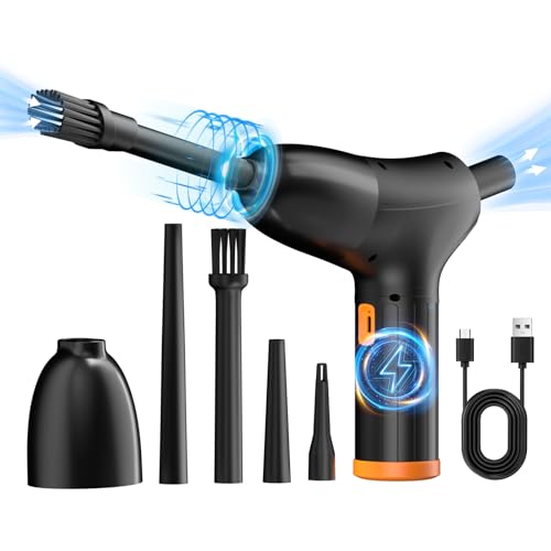 2-in-1 Handstaubsauger und Staubgebläse, Reinigungsset mit 3 Gang, Car Vacuum Cleaner with Compressed Air Blower, Druckluftspray für Auto, Küche,PC, Sofa, Büro, Haus& Tierhaar Reinigung, Schwarz von ifyful