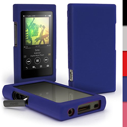 igadgitz U6410 Blau Silikon Tasche Hülle Case Cover Kompatibel mit Sony Walkman NW-A35 NW-A40 NW-A45 MP3-Player + Schutzfolie von igadgitz