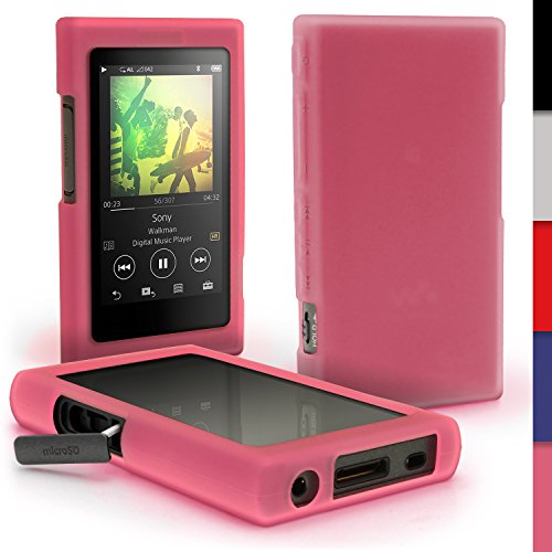 igadgitz U6412 Pink Silikon Tasche Hülle Case Cover Kompatibel mit Sony Walkman NW-A35 NW-A40 NW-A45 MP3-Player + Schutzfolie von igadgitz