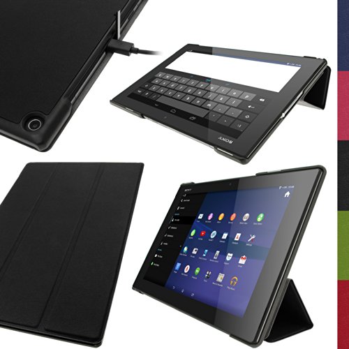 igadgitz u2899 – Eco Leder Kompatibel mit Sony Xperia Z2 10.1 Tablet SGP511 SGP521 SGP512 mit/Schlaffunktion und Displayschutzfolie, Schwarz von igadgitz