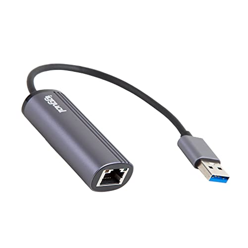 iggual - USB-A-Adapter – enthält einen RJ45-Gigabit-Silber-Port bis zu 1000 Mbps – kompatibel mit Mac OS Windows Linux von iggual