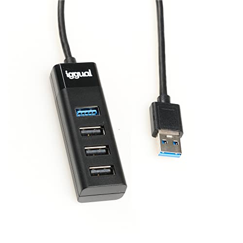 iggual - USB Hub 3.0 - USB Verteiler Datenhub mit 3 Ports USB 2.0 und 1 Port USB 3.0 - Kompatibel mit MacOS, Windows, Linux | Leichter USB Adapter Plug & Play von iggual