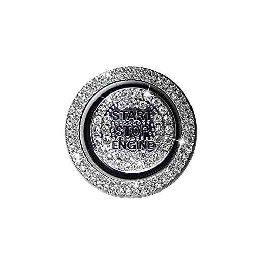 ihreesy 28mm Auto Motor Start Stop Knopfabdeckung,Glitzer Strass Zündknopf Schalter Knopfabdeckung Dekorativer Aufkleber Auto Motor Start Stop Button Ring Zündung Druckschalter Deckel Ohne Ring,Weiß von ihreesy