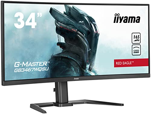 iiyama G-Master Red Eagle GB3467WQSU-B5 Curved 86,4cm 34“ VA LED Gaming Monitor UWQHD HDMI DP USB3.0 0.4ms 165Hz HDR400 FreeSync-Premium Höhenverstellung schwarz von iiyama