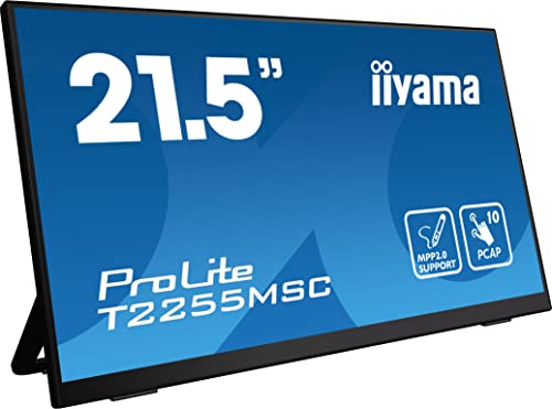 Iiyama Prolite T2255MSC-B1 45,5cm 21,5" IPS LED Monitor Full-HD 10 Punkt Multitouch kapazitiv HDMI DP USB3.0 7H MPP2.0 schwarz von iiyama