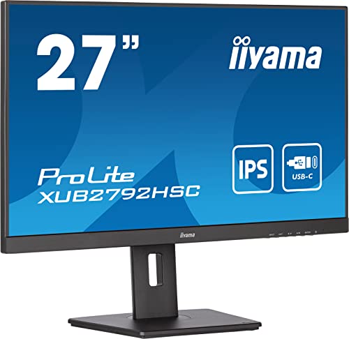 Iiyama Prolite XUB2792HSC-B5 68,6cm 27" IPS LED-Monitor FullHD HDMI DisplayPort USB3.0 USB-C 65W Ultra-Slim-Line Höhenverstellung Pivot schwarz von iiyama