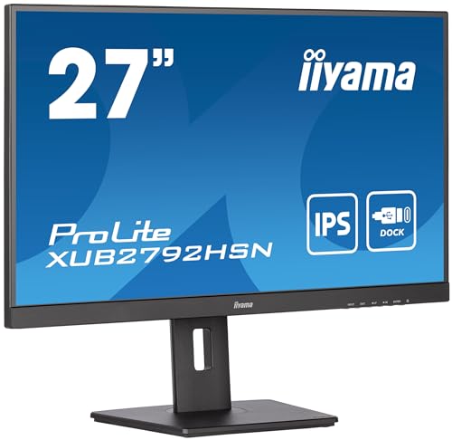 iiyama Prolite XUB2792HSN-B5 68,6cm 27" IPS LED-Monitor Full-HD HDMI DP USB-C USB3.0 USB-C Dock 65W LAN Slim-Line Höhenverstellung Pivot schwarz von iiyama