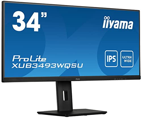 iiyama Prolite XUB3493WQSU-B5 86,7cm 34 Zoll ADS-IPS LED-Monitor UWQHD HDMI DP USB3.0 FreeSync Pip Slim-Line Höhenverstellung schwarz von iiyama