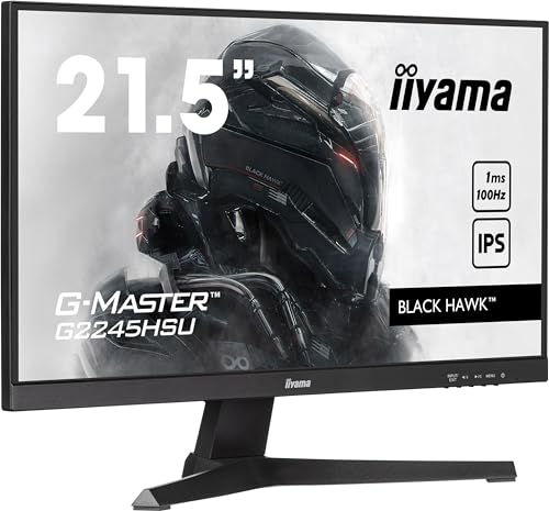 iiyama G-MASTER Black Hawk G2245HSU-B1 54,5cm 21,5“ IPS LED Gaming Monitor Full-HD 100Hz HDMI DP USB2.0 1ms FreeSync schwarz von iiyama