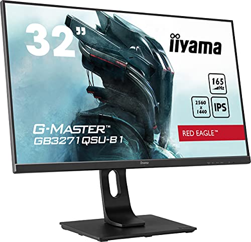 iiyama G-MASTER Red Eagle GB3271QSU-B1 80cm 31,5“ IPS Gaming Monitor WQHD HDMI DP USB3.0 1ms 165Hz FreeSync-Premium Höhenverstellung schwarz von iiyama