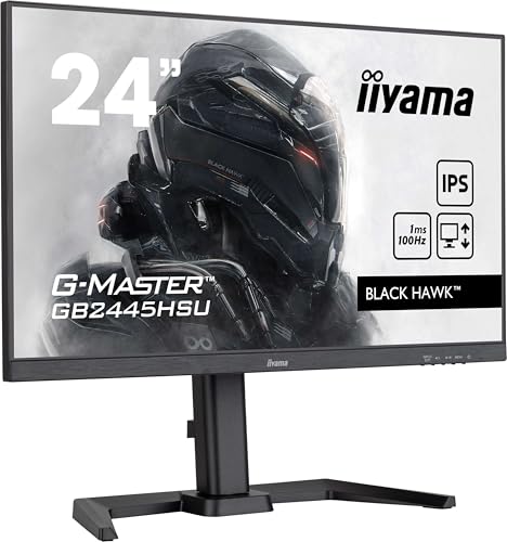 iiyama G-Master Black Hawk GB2445HSU-B2 60,5cm 23,8" IPS LED Gaming Monitor Full-HD 100Hz HDMI DP USB2.0 1ms Adaptive Sync Höhenverstellung Pivot schwarz von iiyama