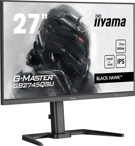 iiyama G-Master Black Hawk GB2745QSU-B2 68,5cm 27" IPS LED Gaming Monitor WQHD 100 Hz HDMI DP USB3.2 1ms Adaptive Sync Höhenverstellung Pivot schwarz von iiyama