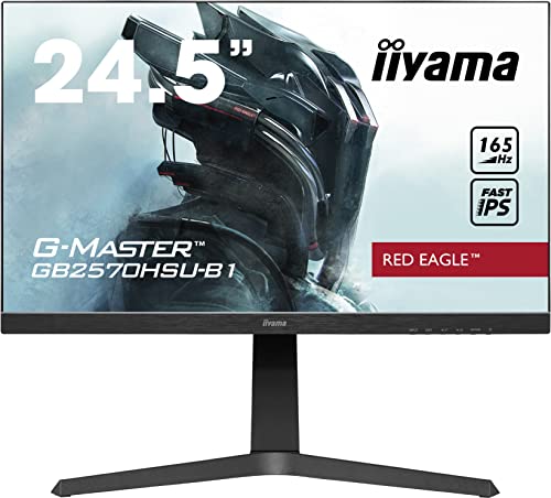 iiyama G-Master Red Eagle GB2570HSU-B1 62,2cm 24,5" Fast-IPS LED Gaming Monitor FullHD HDMI DP USB3.0 0,5ms 165Hz FreeSync-Premium Höhenverstellung schwarz von iiyama