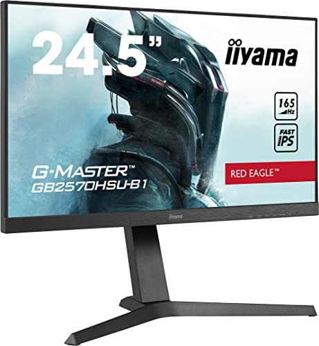 iiyama G-Master Red Eagle GB2570HSU-B1 62,2cm 24,5" Fast-IPS LED Gaming Monitor FullHD HDMI DP USB3.0 0,5ms 165Hz FreeSync-Premium Höhenverstellung schwarz von iiyama