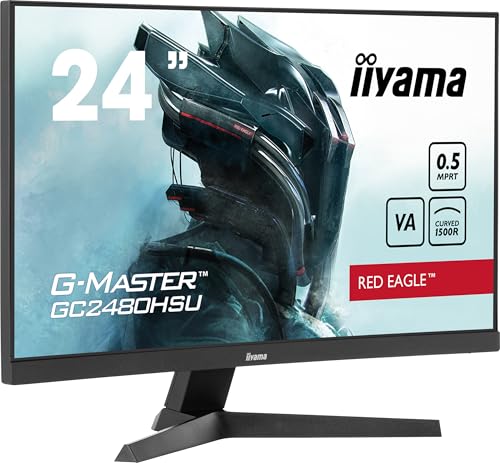 iiyama G-Master Red Eagle GC2480HSU-B1 Curved 1500R 59.8cm 23,6“ VA LED Gaming Monitor Full-HD HDMI DP USB2.0 0.5ms 180Hz HDR Adaptive Sync schwarz von iiyama