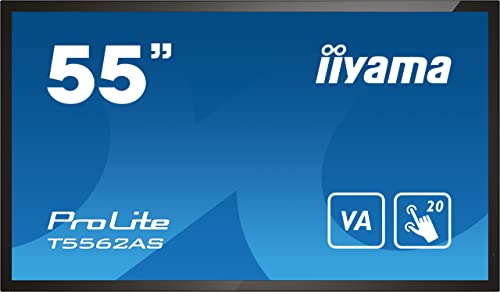 iiyama Prolite T5562AS-B1 138.8cm 54.6" VA LED-Monitor 4K UHD 20 Punkt Multitouch Projectiv kapazitiv HDMI USB2.0 RS-232c in/Out RJ45 Android-OS Micro-SD Slot 24/7 schwarz von iiyama